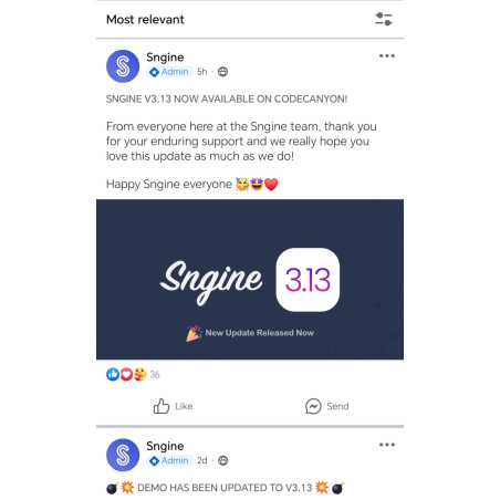 Sngine - Le script ultime de la plateforme de réseau social PHP V3.13 (activé)